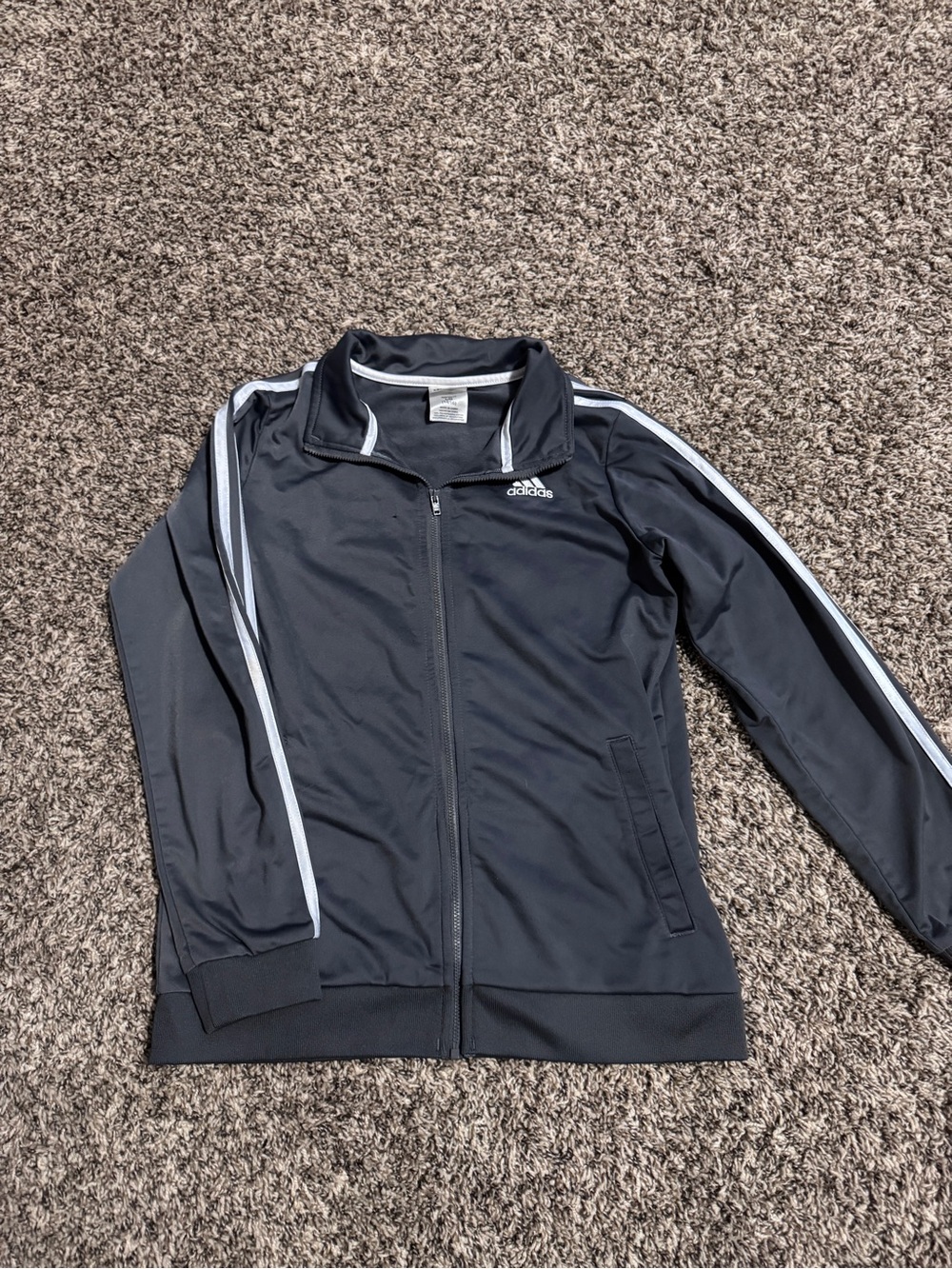 Adidas Track Jacket Grey with White Stripe Accents